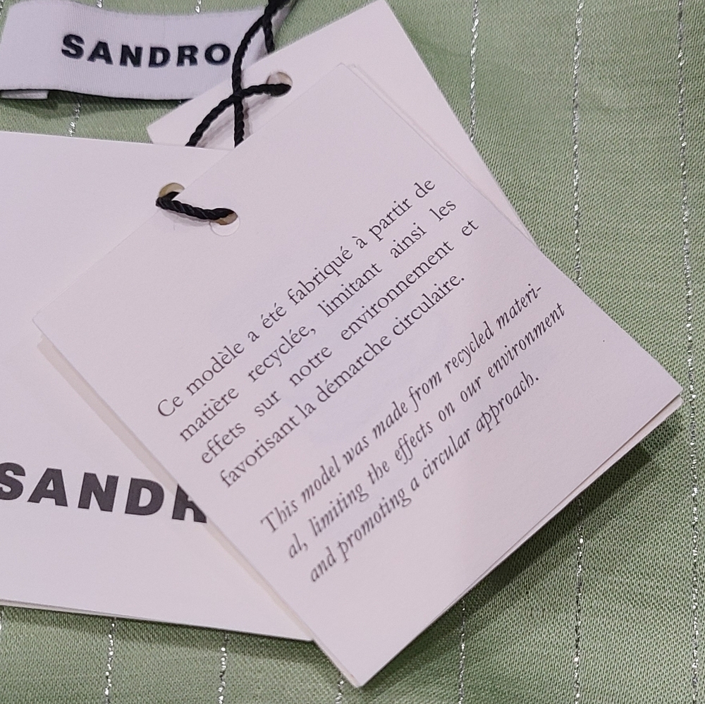 SANDRO Abby Sleeveless Midi Dress Cut-Out Metallic Pinstripe Sz 40 US 8 NWT - Picture 11 of 16